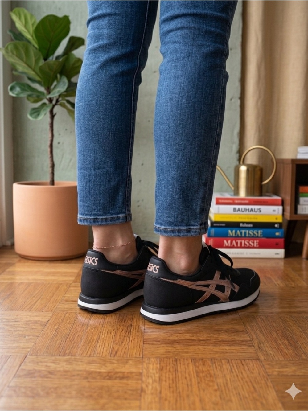 ASICS Black Sneakers with Rose Gold Accents